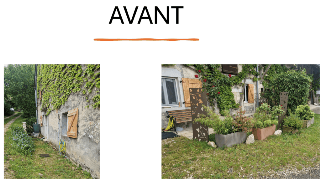 état d'un jardin des abords de la maison d'un client avant l'intervention de l'entreprise Paysages N'Co pour l'aménagement d'une terrasse en béton désactivé