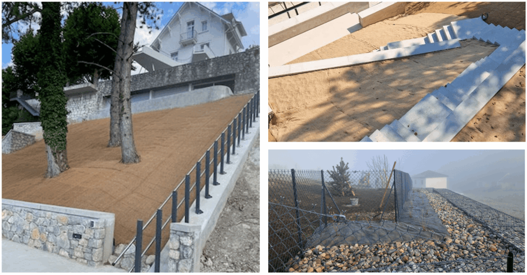 différents exemples de toiles de paillage installées par Paysages N'Co